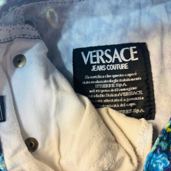 Versace Jeans Couture Designer Jeans Size 26 Paisley Floral Bright Colors - Picture 5 of 11